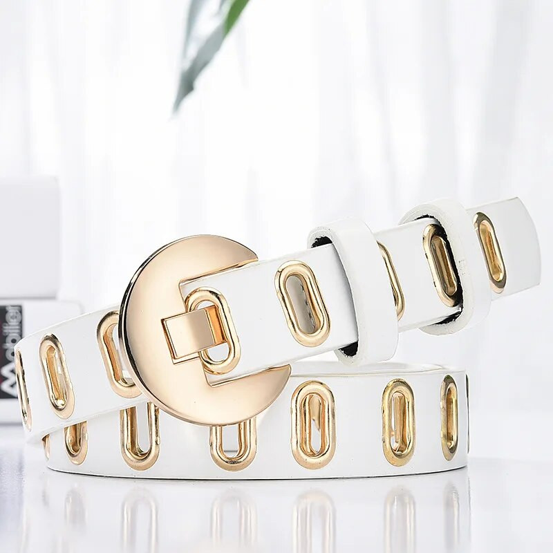 Novi grunge ženski remen s podesivim rupama Grunge punk remeni za žene Kopča od legure igla Kožni remen za hlače haljine