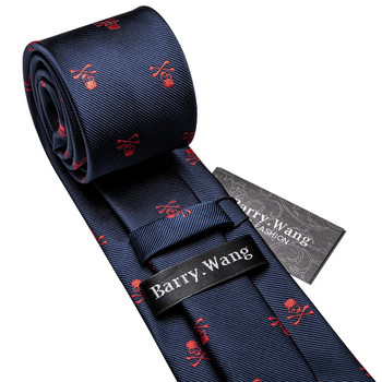 Navy Skull Fashion Ανδρική γραβάτα Gravat Μαντήλι Μανικετόκουμπα Σετ Μεταξωτές Γραβάτες για Ανδρικό Κοστούμι επαγγελματικό πάρτι Barry.Wang