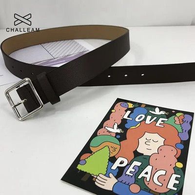 Uniszex PU bőr öv női négyzet alakú csat csat farmernadrág fekete övek férfi luxusmárka női fekete pánt női derékpánt 404