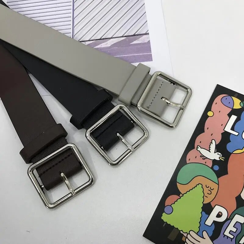 Uniszex PU bőr öv női négyzet alakú csat csat farmernadrág fekete övek férfi luxusmárka női fekete pánt női derékpánt 404