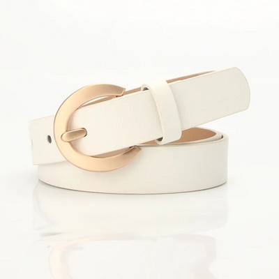 2023 Ženski remen Jednostavna PU koža Zlatna kopča Ženski remeni Traperice Haljine Hlače Pojas Luksuzni brend Trake Pojas za struk Pokloni