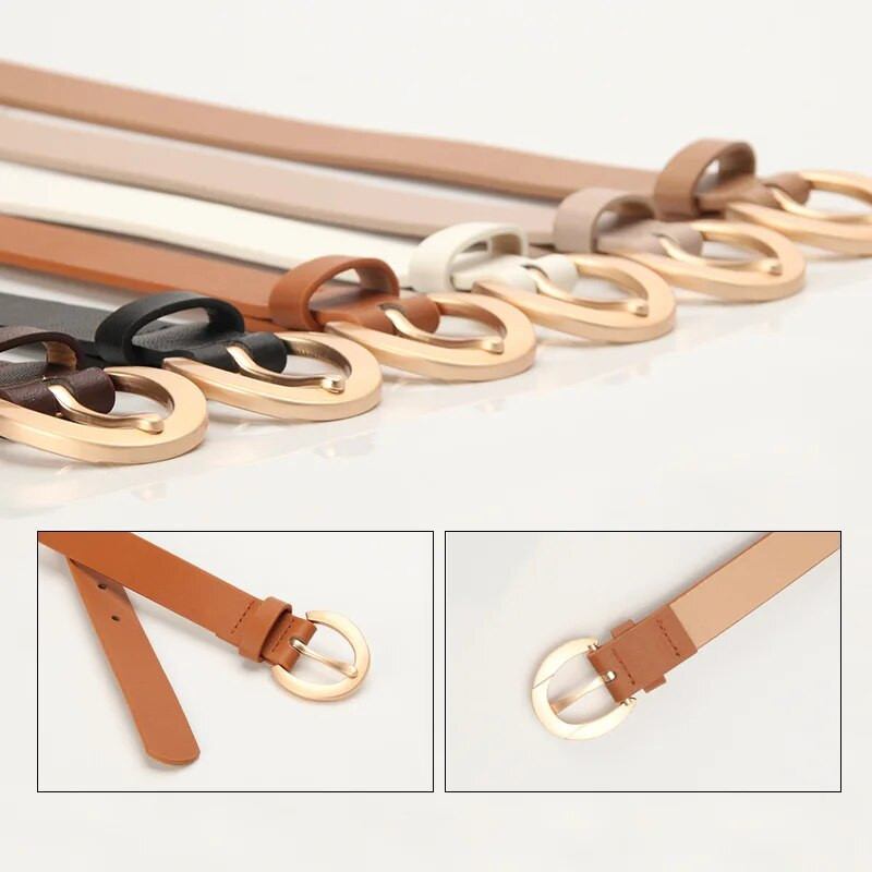 2023 Ženski remen Jednostavna PU koža Zlatna kopča Ženski remeni Traperice Haljine Hlače Pojas Luksuzni brend Trake Pojas za struk Pokloni