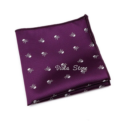 Halloween tamnocrvena crna ljubičasta lubanja Jacquard poliester rupčić muško odijelo s džepnim kockama Poklon za zabavu Dodatak za košulju za zabavu