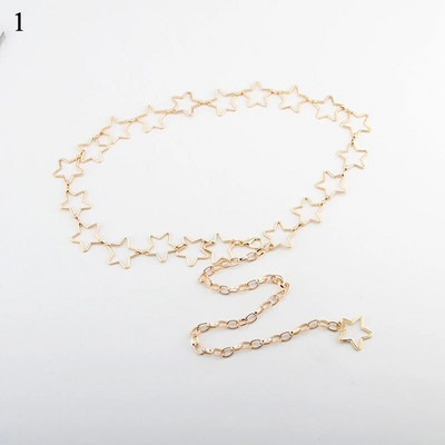 Ķēdes josta Sieviešu Josta Viduklis Ķēdes Apģērbi Josta Zelta Sudraba Kleita Vidukļa Ķēde Šaura Metāla Ķēde Garš Pušķis Zvaigznes Pentagramma