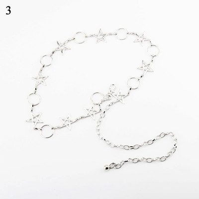 Ķēdes josta Sieviešu Josta Viduklis Ķēdes Apģērbi Josta Zelta Sudraba Kleita Vidukļa Ķēde Šaura Metāla Ķēde Garš Pušķis Zvaigznes Pentagramma