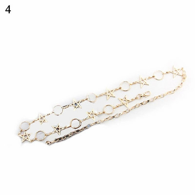 Ķēdes josta Sieviešu Josta Viduklis Ķēdes Apģērbi Josta Zelta Sudraba Kleita Vidukļa Ķēde Šaura Metāla Ķēde Garš Pušķis Zvaigznes Pentagramma