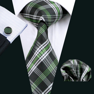 Barry.Wang Ružičaste karirane kravate s džepnim četvrtastim dugmadima za manžete Set Klasična svilena kravata Vjenčanje Poslovna zabava Rođendanski dizajner 6525