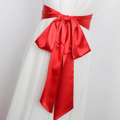 Satino šilko platus diržas, moteriškas 250 cm ilgio japoniško stiliaus suvarstomas juosmuo Satino korsetas diržas juostelė Cummerbund