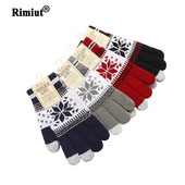 Rimiut Talvised Soojad Kindad Naised Mehed Stretch Kootud Lumehelbe täissõrm Guantes Naiste Paksud labakindad Puuteekraan