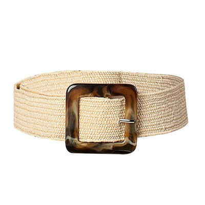 Ženski remen Slamnati ležerni ultra široki remen Ženski tkani vintage izrezbarena drvena kopča Elastični remen Dekoracija Haljina košulja Brtva oko struka