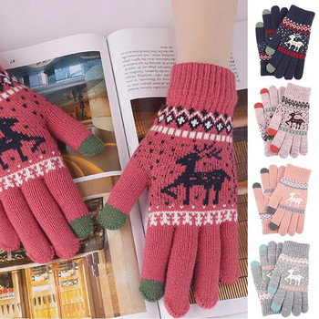 Κλασικά μοδάτα πλεκτά χοντρά γάντια για άντρες Γυναικεία Χριστουγεννιάτικα ελάφια με στάμπα Ζεστό φθινόπωρο Χειμώνας Ολόκληρα γάντια Δώρα για παιδιά