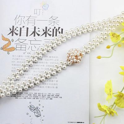 Elegantni biserni ženski remen Luksuzni dizajn Podesiva metalna kopča Lanac za zapešće Ženska haljina Odjeća Ukrasni pojas Nakit