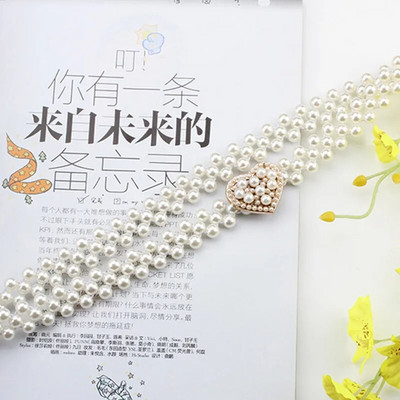 Elegantni biserni ženski remen Luksuzni dizajn Podesiva metalna kopča Lanac za zapešće Ženska haljina Odjeća Ukrasni pojas Nakit