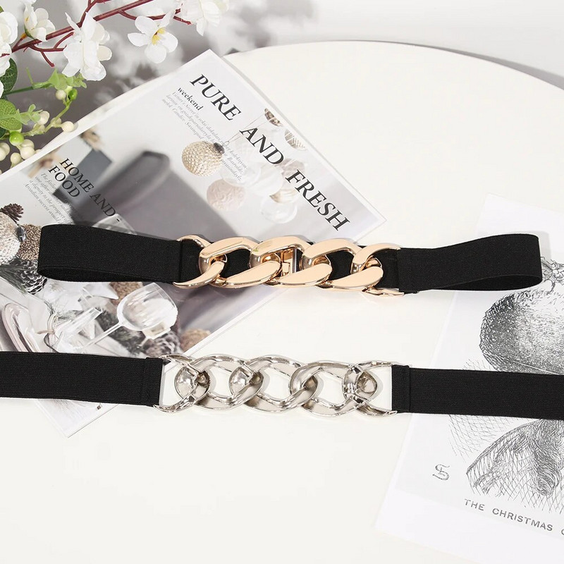 Modni ženski punk elastični pojas, metalni lanac, ukrasni struk, rastezljivi remen, haljina, kaput, odijelo, pojas, ukras za odjeću