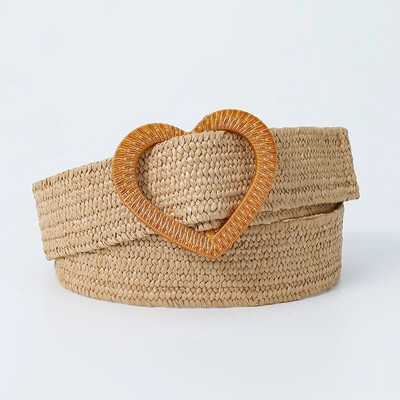 Modni boemski elastični pleteni pojasevi s četvrtastom kopčom za žene Jednobojni laneni tkani široki pojas od lažne slame PP slamnati pojas