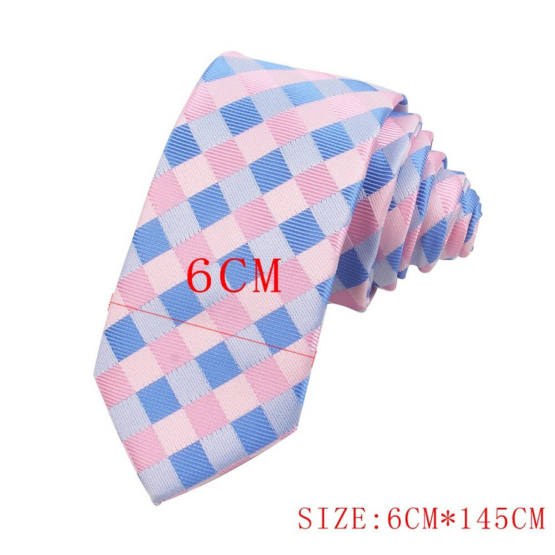 Kiváló minőségű új rózsaszín stílusú kockás nyakkendő férfiaknak divatos klasszikus férfi nyakkendő esküvőre 6 cm széles vőlegény nyakkendő