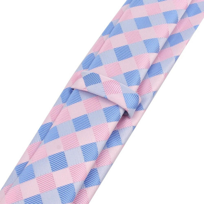 Kiváló minőségű új rózsaszín stílusú kockás nyakkendő férfiaknak divatos klasszikus férfi nyakkendő esküvőre 6 cm széles vőlegény nyakkendő