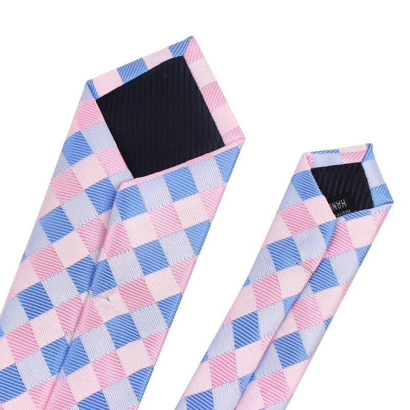 Kiváló minőségű új rózsaszín stílusú kockás nyakkendő férfiaknak divatos klasszikus férfi nyakkendő esküvőre 6 cm széles vőlegény nyakkendő