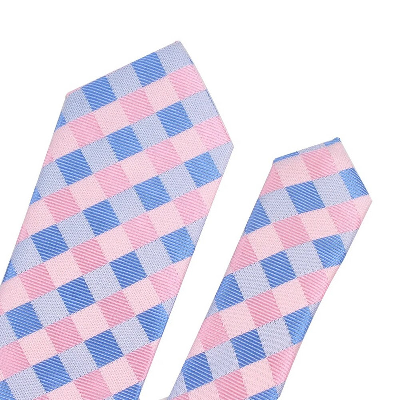 Kiváló minőségű új rózsaszín stílusú kockás nyakkendő férfiaknak divatos klasszikus férfi nyakkendő esküvőre 6 cm széles vőlegény nyakkendő