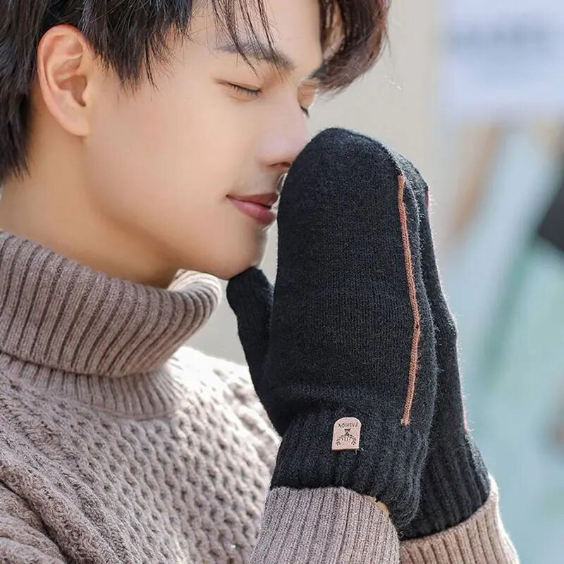 Zimske dvoslojne rukavice plus baršunaste zadebljane muške rukavice Studentski biciklizam na otvorenom Tople i hladne rukavice pune prstiju