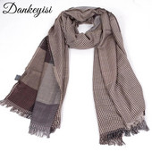 DANKEYISI Karirani šal Muškarci Žene Dugi pokrivač Topli šal Šalovi Oblozi Ženski pulover Hidžab Stoles Marame za glavu Jesen Zima