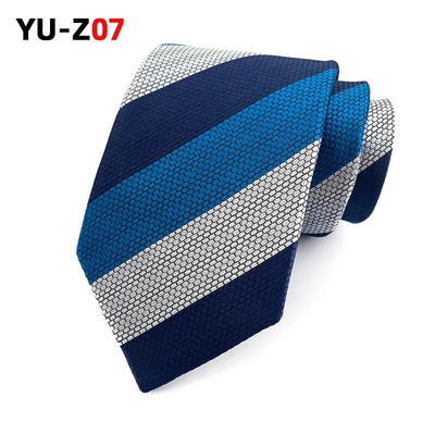 Νέες γραβάτες Ανδρικές ρίγες κίτρινες ναυτικό μπλε γραβάτες γάμου Ζακάρ υφαντές 8 εκ. Vintage ανδρικές γραβάτες Πουκάμισα για πάρτι Λαιμόκοψη Δώρα για άνδρες