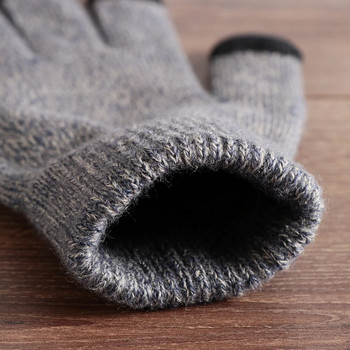 1 чифт мъжки удебелени плетени ръкавици за екран на телефона Мъжки зимни есенни топли вълнени кашмирени плътни ръкавици Мъжки ръкавици с ръкавици Бизнес ръкавици