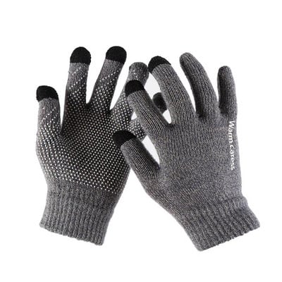 1 pereche de mănuși tricotate îngroșate pentru bărbați pentru ecranul telefonului, iarnă, toamnă, lână caldă, cașmir, mănuși solide pentru bărbați, mănuși de afaceri