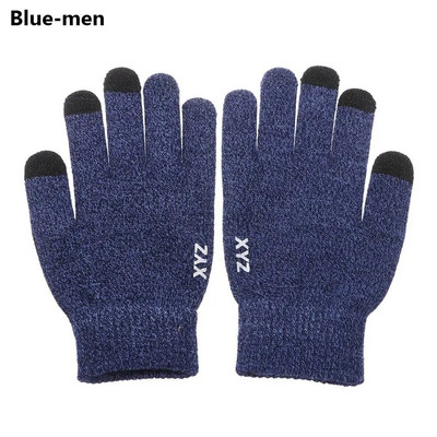 1 Pāris Vīriešu biezi adīti cimdi tālruņa ekrānam Vīriešu ziema rudens silti vilnas kašmira cietie cimdi Vīriešu dūraiņi biznesa cimdi