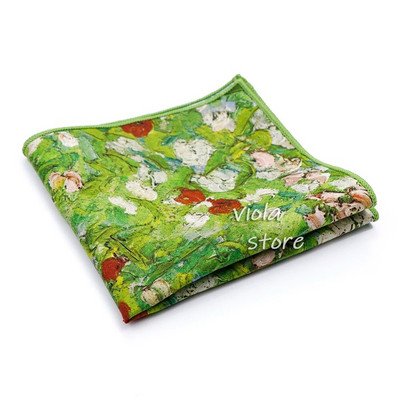 Vintage klasiskā eļļas glezna Ūdensroze 100% kokvilna 23 cm kabatlakats sieviešu vīriešu kāzu ballīšu uzvalks kabatas kvadrātveida dāvanas aksesuārs