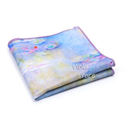 Vintage klasiskā eļļas glezna Ūdensroze 100% kokvilna 23 cm kabatlakats sieviešu vīriešu kāzu ballīšu uzvalks kabatas kvadrātveida dāvanas aksesuārs