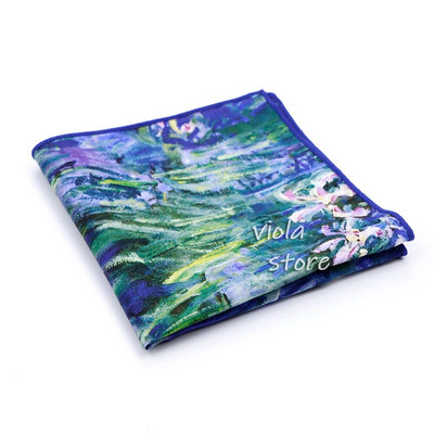 Vintage klasiskā eļļas glezna Ūdensroze 100% kokvilna 23 cm kabatlakats sieviešu vīriešu kāzu ballīšu uzvalks kabatas kvadrātveida dāvanas aksesuārs