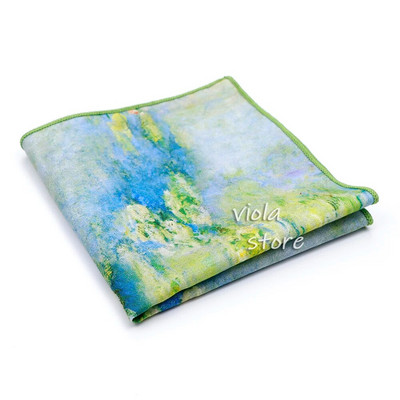 Vintage klasiskā eļļas glezna Ūdensroze 100% kokvilna 23 cm kabatlakats sieviešu vīriešu kāzu ballīšu uzvalks kabatas kvadrātveida dāvanas aksesuārs