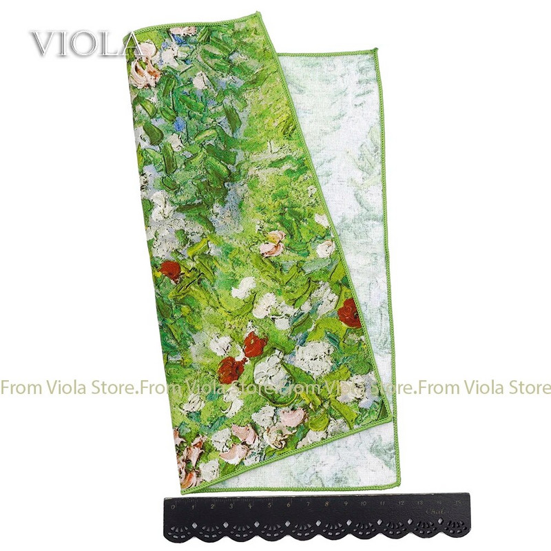 Vintage klasiskā eļļas glezna Ūdensroze 100% kokvilna 23 cm kabatlakats sieviešu vīriešu kāzu ballīšu uzvalks kabatas kvadrātveida dāvanas aksesuārs