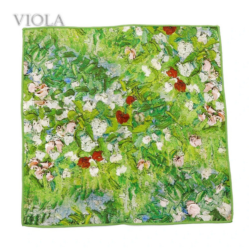 Vintage klasiskā eļļas glezna Ūdensroze 100% kokvilna 23 cm kabatlakats sieviešu vīriešu kāzu ballīšu uzvalks kabatas kvadrātveida dāvanas aksesuārs