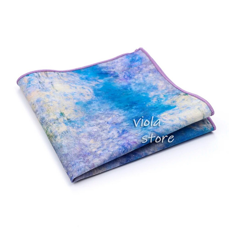 Vintage klasiskā eļļas glezna Ūdensroze 100% kokvilna 23 cm kabatlakats sieviešu vīriešu kāzu ballīšu uzvalks kabatas kvadrātveida dāvanas aksesuārs