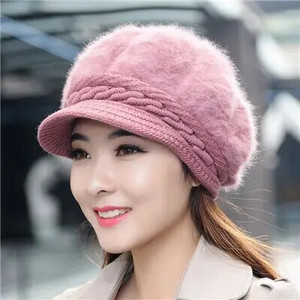MAERSHEI Žieminė kepurė moteriška korėjietiška triušio kailio kepuraitė mergaičių mados baltos ančių beretės šilta mezgimo kepurė