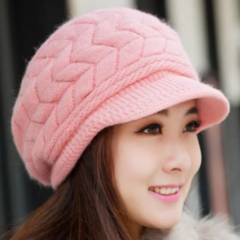 MAERSHEI Žieminė kepurė moteriška korėjietiška triušio kailio kepuraitė mergaičių mados baltos ančių beretės šilta mezgimo kepurė