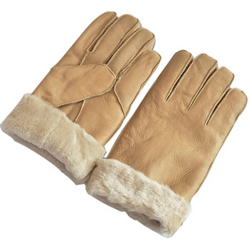 Ръкавици от естествена овча кожа за мъже, зимна топлина, кожа, интегрирана удебелена външна, ветроустойчиви ръкавици за колоездене, мъжки перчатки от овча кожа