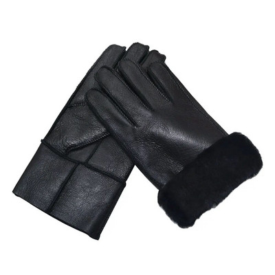 Prirodne rukavice od ovčje kože za muškarce Zimska toplina Integrirano krzno zadebljane vanjske biciklističke rukavice otporne na vjetar Muške rukavice od ovčje kože Perčatki