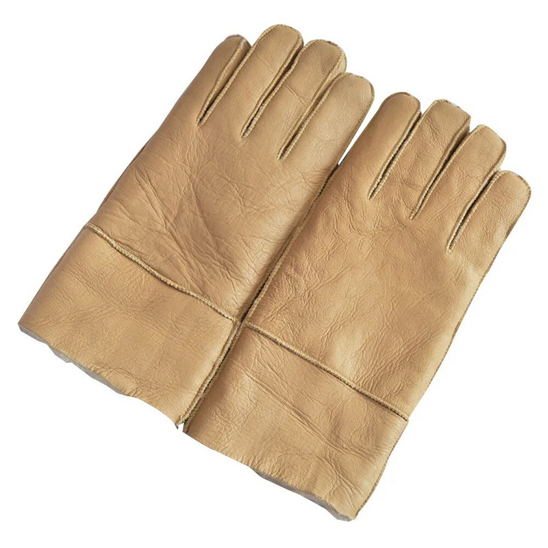 Prirodne rukavice od ovčje kože za muškarce Zimska toplina Integrirano krzno zadebljane vanjske biciklističke rukavice otporne na vjetar Muške rukavice od ovčje kože Perčatki