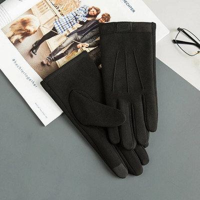 Zimske muške rukavice od brušene kože Keep Warm Plus Velvet Thicken Touch Screen Riding Run Mountaineer Vjetrootporne muške muške muške rukavice