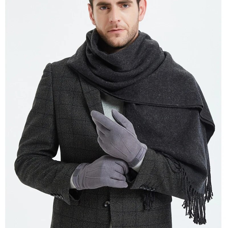 Zimske muške rukavice od brušene kože Keep Warm Plus Velvet Thicken Touch Screen Riding Run Mountaineer Vjetrootporne muške muške muške rukavice