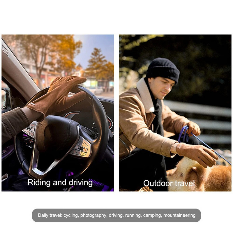 Mugavad talvised seemisnahast meeste kindad tuulekindlad seemisnahast soojad lõhestatud sõrmega kindad libisemiskindlad igapäevaseks välispordiks jalgrattasõiduks