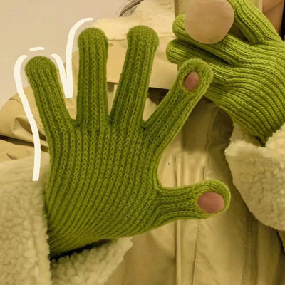 Зимни топли плетени ръкавици Ръкавици с цели пръсти Сензорен телефон Вълнен сензорен екран Ръкавици за ски Ръкавици без ръкави Унисекс Работни ръкавици за езда