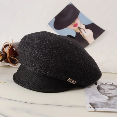 Ženske pletene beretke Šeširi Vintage francuska karirana vojna kapa Elegantne jednobojne beretke Kape Zimska modna slikarska kapa