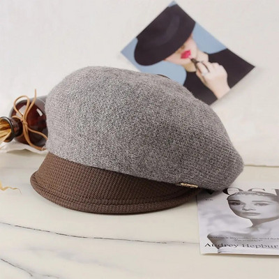 Ženske pletene beretke Šeširi Vintage francuska karirana vojna kapa Elegantne jednobojne beretke Kape Zimska modna slikarska kapa