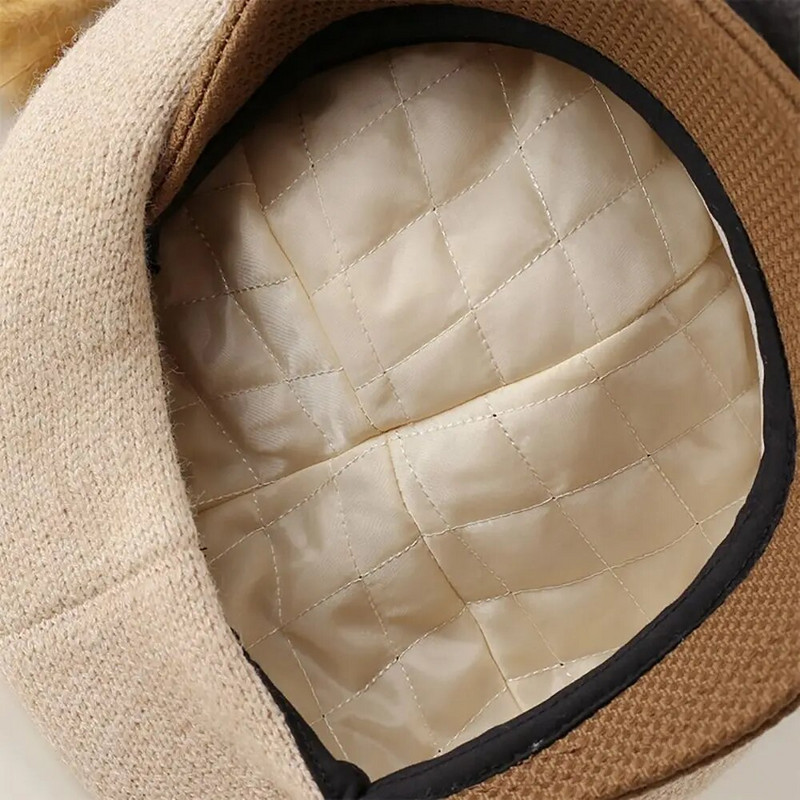 Ženske pletene beretke Šeširi Vintage francuska karirana vojna kapa Elegantne jednobojne beretke Kape Zimska modna slikarska kapa