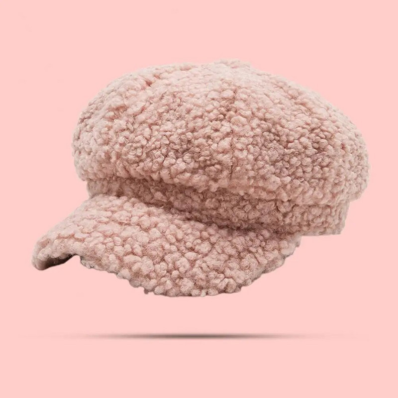 Delikatna ženska slikarska kapa otporna na vjetar s obodom, ženski osmerokutni šešir Jesen-zimska slikarska kapa, beretka, ženski šešir