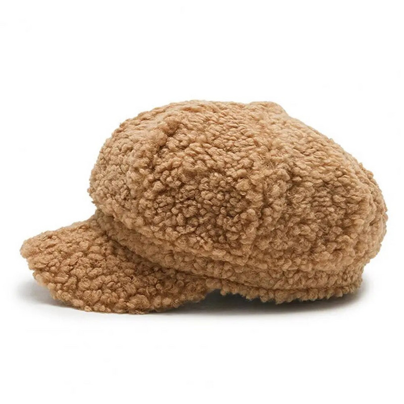 Delikatna ženska slikarska kapa otporna na vjetar s obodom, ženski osmerokutni šešir Jesen-zimska slikarska kapa, beretka, ženski šešir